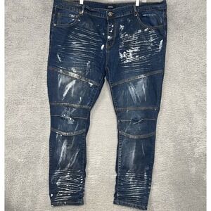 Kindred Jeans Pants Men's Size 44x32 Blue Denim Stretch Straight Casual Distress